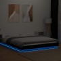 Bed frame with LED lights black engineered wood 150x200cm by vidaXL, Beds and slatted bases - Ref: Foro24-3281092, Price: 189...