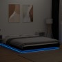 Estructura cama con luces LED madera ingeniería negro 150x200cm