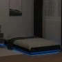 Bed frame with LED lights black engineered wood 90x200 cm by vidaXL, Beds and slatted bases - Ref: Foro24-3281120, Price: 159...