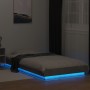 Estructura de cama con luces LED madera gris hormigón 90x200 cm