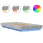 Concrete gray wood bed frame with LED lights 90x200 cm by vidaXL, Beds and slatted bases - Ref: Foro24-3281122, Price: 153,22...