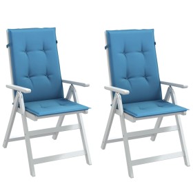 Cojines silla respaldo alto 2 uds tela azul melange 120x50x4 cm