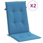 Cojines silla respaldo alto 2 uds tela azul melange 120x50x4 cm