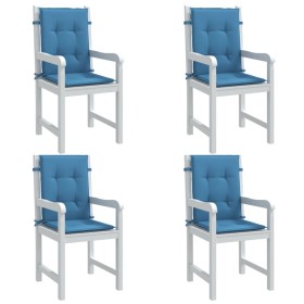 Cojines silla respaldo bajo 4 ud tela azul melange 100x50x4 cm