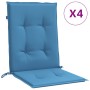 Cojines silla respaldo bajo 4 ud tela azul melange 100x50x4 cm
