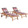 Sonnenliegen 2 Stück aus massivem Teakholz mit rot kariertem Kissen von vidaXL, Liegen - Ref: Foro24-3073199, Preis: 552,00 €...