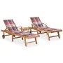 Sun loungers with table and cushion 2 units solid teak wood by vidaXL, Loungers - Ref: Foro24-3073184, Price: 605,51 €, Disco...