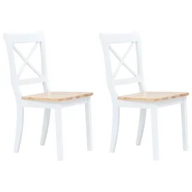 Esszimmerstühle 2 Einheiten aus Massivholz, weißem Gummi und hellem Holz von vidaXL, Essstühle - Ref: Foro24-247358, Preis: 1...
