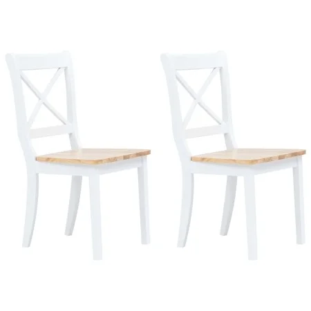 Esszimmerstühle 2 Einheiten aus Massivholz, weißem Gummi und hellem Holz von vidaXL, Essstühle - Ref: Foro24-247358, Preis: 1...