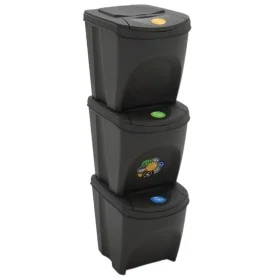 Stapelbare Mülltonnen 3 Stück aus grauem Polypropylen 75 L von vidaXL, Mülltonnen und Mülltonnen - Ref: Foro24-152198, Preis:...