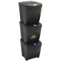 Cubos de basura apilables 3 uds polipropileno gris 75 L by vidaXL, Garbage cans and trash cans - Ref: Foro24-152198, Price: 5...