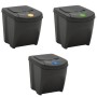 Cubos de basura apilables 3 uds polipropileno gris 75 L by vidaXL, Garbage cans and trash cans - Ref: Foro24-152198, Price: 5...