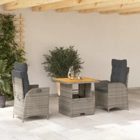 Set comedor de jardín 3 piezas con cojines ratán sintético gris by vidaXL, Garden sets - Ref: Foro24-3277457, Price: 406,08 €...