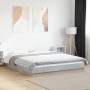 Bed frame with LED lights concrete gray wood 160x200 cm by vidaXL, Beds and slatted bases - Ref: Foro24-3281087, Price: 196,2...