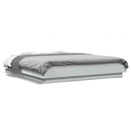 White engineered wood bed frame with LED 150x200 cm by vidaXL, Beds and slatted bases - Ref: Foro24-3281091, Price: 184,55 €,...