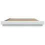 White engineered wood bed frame with LED 150x200 cm by vidaXL, Beds and slatted bases - Ref: Foro24-3281091, Price: 186,81 €,...