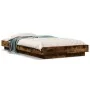 Bed frame with LED lights smoked oak wood 90x200 cm by vidaXL, Beds and slatted bases - Ref: Foro24-3281123, Price: 153,22 €,...