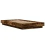 Bed frame with LED lights smoked oak wood 90x200 cm by vidaXL, Beds and slatted bases - Ref: Foro24-3281123, Price: 153,22 €,...