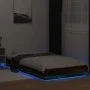Bed frame with LED lights smoked oak wood 90x200 cm by vidaXL, Beds and slatted bases - Ref: Foro24-3281123, Price: 153,22 €,...