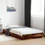 Bed frame with LED lights smoked oak wood 90x200 cm by vidaXL, Beds and slatted bases - Ref: Foro24-3281123, Price: 153,22 €,...