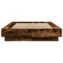 Bed frame with LED lights smoked oak wood 90x200 cm by vidaXL, Beds and slatted bases - Ref: Foro24-3281123, Price: 155,07 €,...