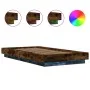 Bed frame with LED lights smoked oak wood 90x200 cm by vidaXL, Beds and slatted bases - Ref: Foro24-3281123, Price: 153,22 €,...