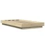 Sonoma oak wood bed frame with LED lights 90x200 cm by vidaXL, Beds and slatted bases - Ref: Foro24-3281121, Price: 153,22 €,...