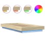 Sonoma oak wood bed frame with LED lights 90x200 cm by vidaXL, Beds and slatted bases - Ref: Foro24-3281121, Price: 155,81 €,...
