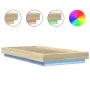 Sonoma oak wood bed frame with LED lights 90x200 cm by vidaXL, Beds and slatted bases - Ref: Foro24-3281121, Price: 153,22 €,...