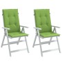 Cojines silla respaldo alto 2 uds tela verde melange 120x50x4cm