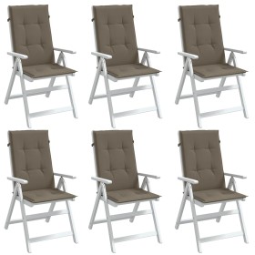 Cojines silla respaldo alto 6 uds tela taupe melange 120x50x4cm