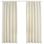 Cortinas opacas con ganchos 2 pzas terciopelo crema 140x175 cm