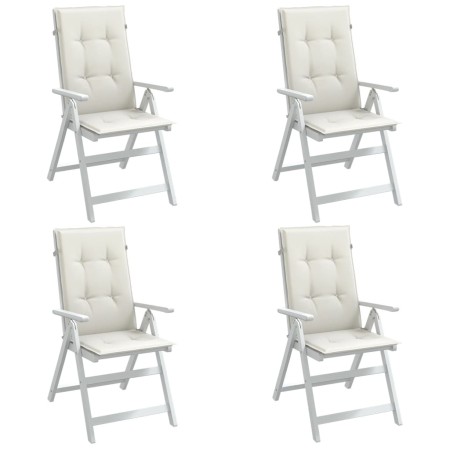 Cojines silla respaldo alto 4 uds tela crema melange 120x50x4cm