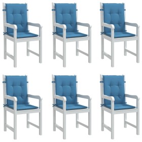 Cojines silla respaldo bajo 6 ud tela azul melange 100x50x4 cm