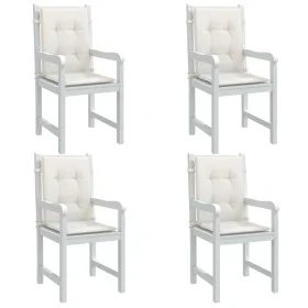 4 Stück Sitzkissen mit niedriger Rückenlehne, cremefarbener Melange-Stoff, 100x50x4 cm. von vidaXL, Kissen für Stühle und Sof...
