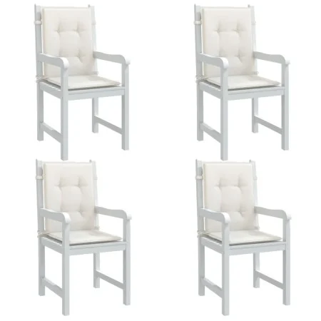 4 Stück Sitzkissen mit niedriger Rückenlehne, cremefarbener Melange-Stoff, 100x50x4 cm. von vidaXL, Kissen für Stühle und Sof...