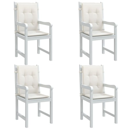 4 Stück Sitzkissen mit niedriger Rückenlehne, cremefarbener Melange-Stoff, 100x50x4 cm. von vidaXL, Kissen für Stühle und Sof...