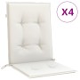 Cojines silla respaldo bajo 4 ud tela crema melange 100x50x4 cm