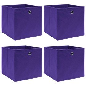 Cajas de almacenaje 4 uds tela morado 32x32x32 cm