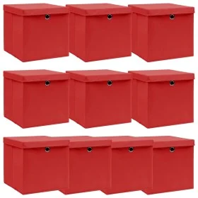 Storage boxes with lids 10 pcs fabric red 32x32x32 cm by vidaXL, Storage baskets - Ref: Foro24-288364, Price: 74,14 €, Discou...