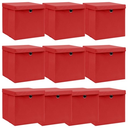 Storage boxes with lids 10 pcs fabric red 32x32x32 cm by vidaXL, Storage baskets - Ref: Foro24-288364, Price: 75,50 €, Discou...
