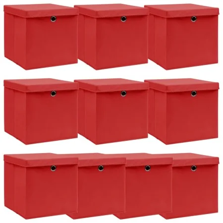 Storage boxes with lids 10 pcs fabric red 32x32x32 cm by vidaXL, Storage baskets - Ref: Foro24-288364, Price: 74,14 €, Discou...