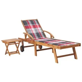 Lounger with solid teak wood table and cushion by vidaXL, Loungers - Ref: Foro24-3063034, Price: 317,31 €, Discount: %