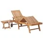 Lounger with solid teak wood table and cushion by vidaXL, Loungers - Ref: Foro24-3063034, Price: 317,31 €, Discount: %