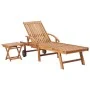 Lounger with solid teak wood table and cushion by vidaXL, Loungers - Ref: Foro24-3063034, Price: 317,31 €, Discount: %