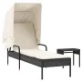 Lounger with hood and black synthetic rattan table by vidaXL, Loungers - Ref: Foro24-368197, Price: 205,47 €, Discount: %