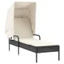 Lounger with hood and black synthetic rattan table by vidaXL, Loungers - Ref: Foro24-368197, Price: 205,47 €, Discount: %