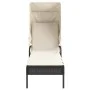 Lounger with hood and black synthetic rattan table by vidaXL, Loungers - Ref: Foro24-368197, Price: 205,47 €, Discount: %