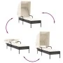 Lounger with hood and black synthetic rattan table by vidaXL, Loungers - Ref: Foro24-368197, Price: 205,47 €, Discount: %