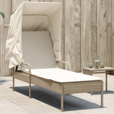 Tumbona con capota ratán sintético beige by vidaXL, Loungers - Ref: Foro24-368192, Price: 182,92 €, Discount: %